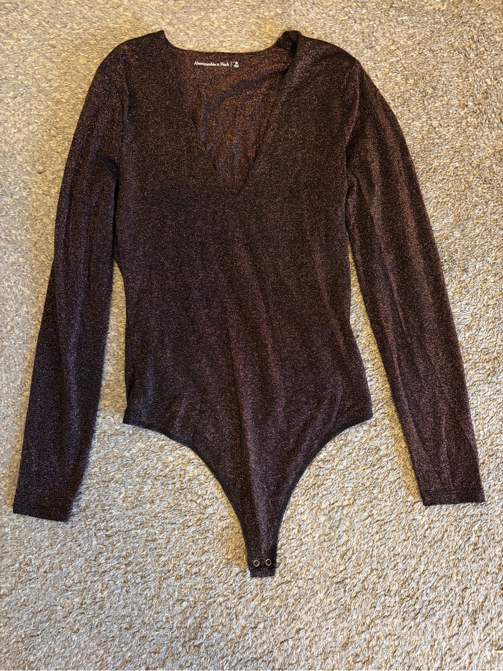 Abercrombie & Fitch Brown Gold Glitter Long Sleeve Bodysuit Size M